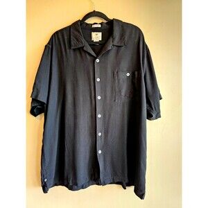 LUAU SILK EMBROIDERED "Golf Tails" HAWAIIAN SHIRT BLACK MENS XL